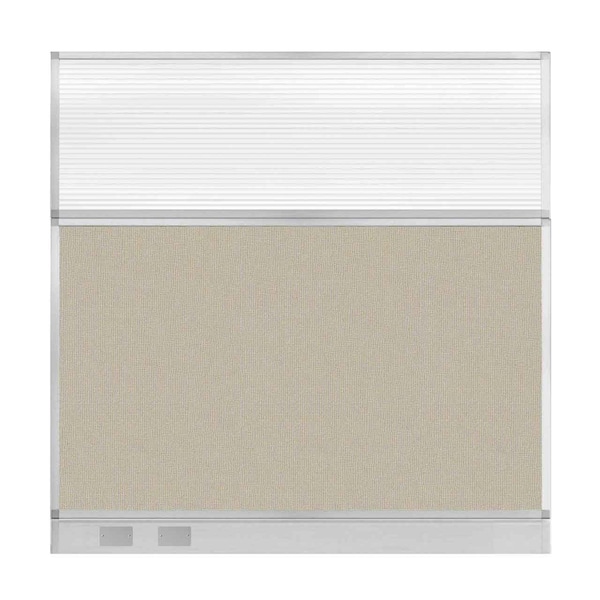 Versare Hush Panel Configurable Cubicle Partition 6' x 6' Sand Fabric Clear Fluted Window w/ Cable Channel 1856345-1 - main